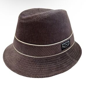 VTG Structure Fedora Trilby Style Corduroy Gray Hat-Stingy Brim Y2K Jazz Races